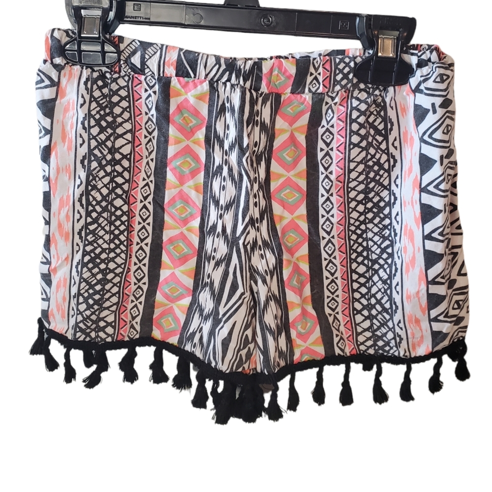 Girl's Xhilaration size medium shorts with design and black fringe
